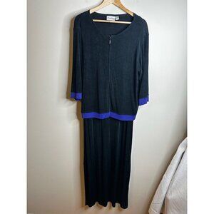 Private Edition Chicos 2 Piece Maxi Dress & Jacket Womens Slinky XL Black Travel
